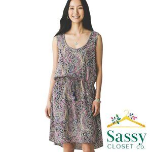 Lucky Brand Boho Paisley Midi Dress Sleeveless V‑Neck Women’s M EUC